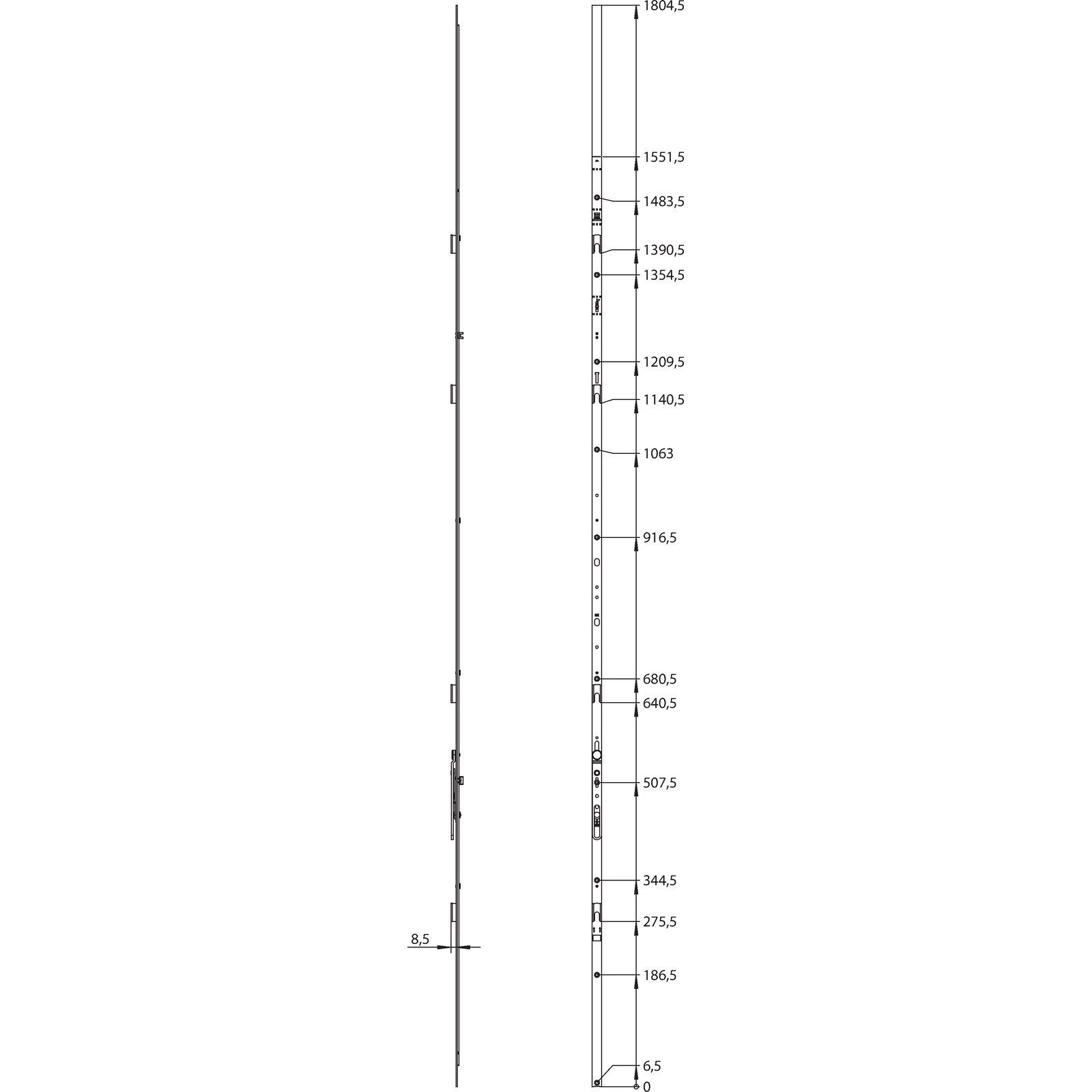 Winkhaus Stulpflügelgetriebe GASK.GZ.2000-4, 4 Schließbleche