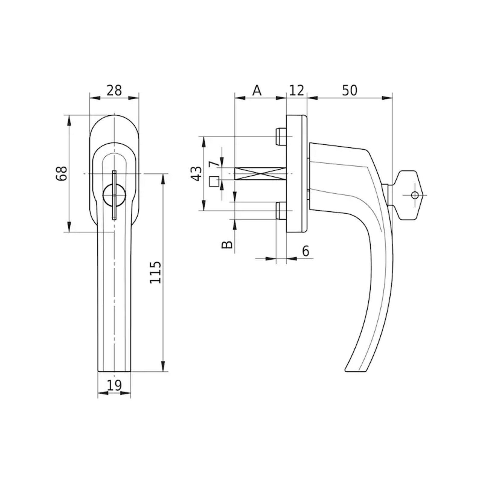 Würth Fenstergriff AL 420, Silber F1 eloxiert, abschließbar 100 Nm