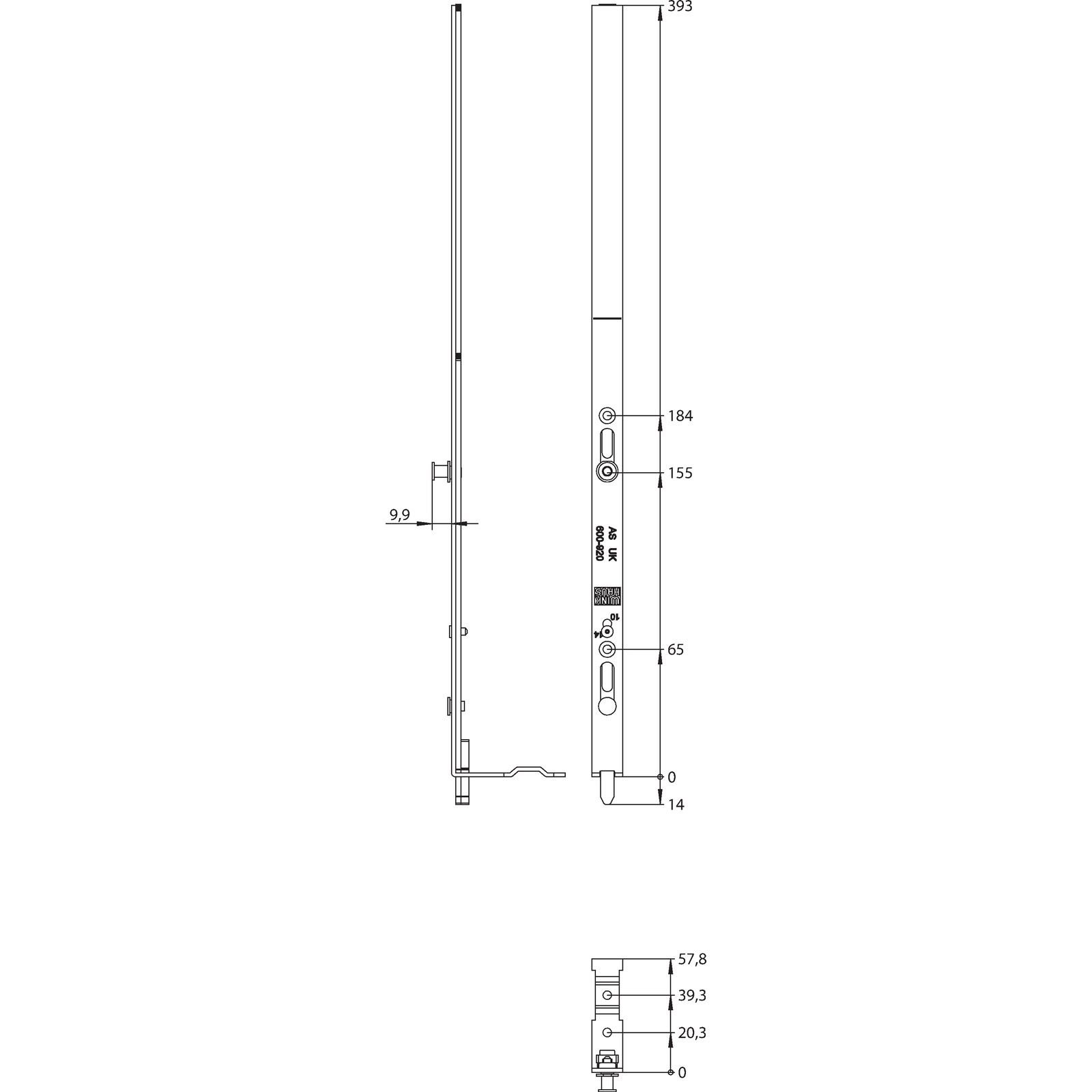 Winkhaus Anschlussschiene UK 900/1-9 SBF SL