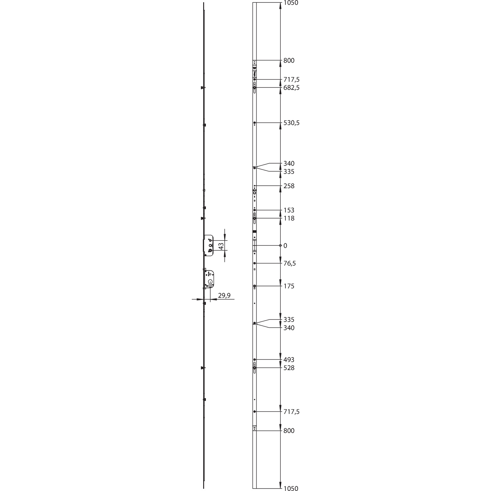 Winkhaus Getriebeschiene GAMA.2300-3.D30 (30 mm)