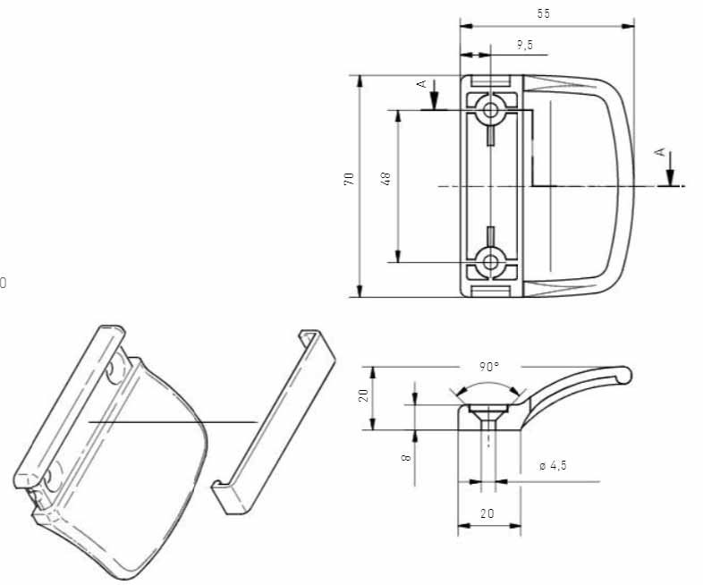 Winkhaus Balkontürgriff Eiche/Braun