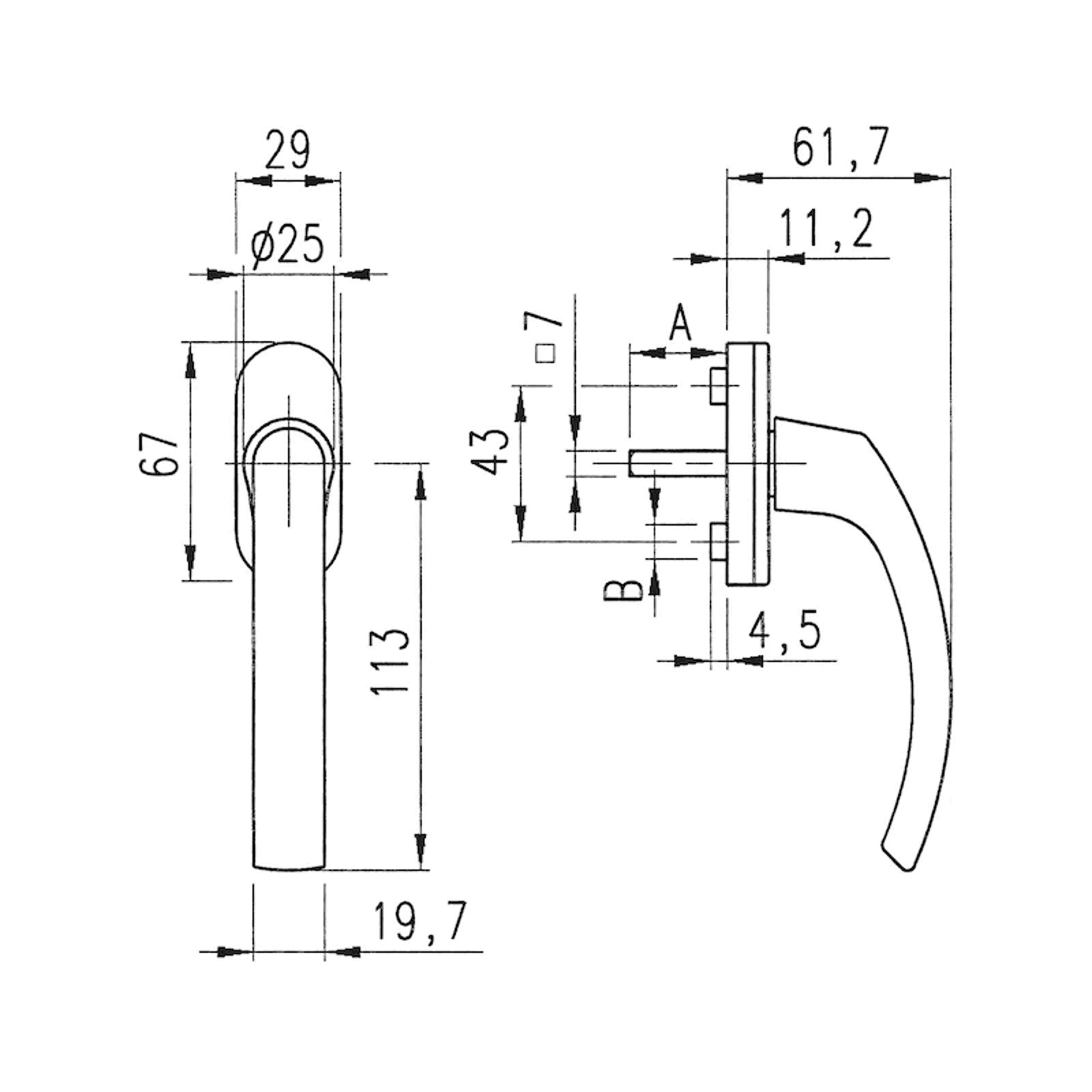 Würth Fenstergriff AL 403, RAL 9016 Verkehrsweiß