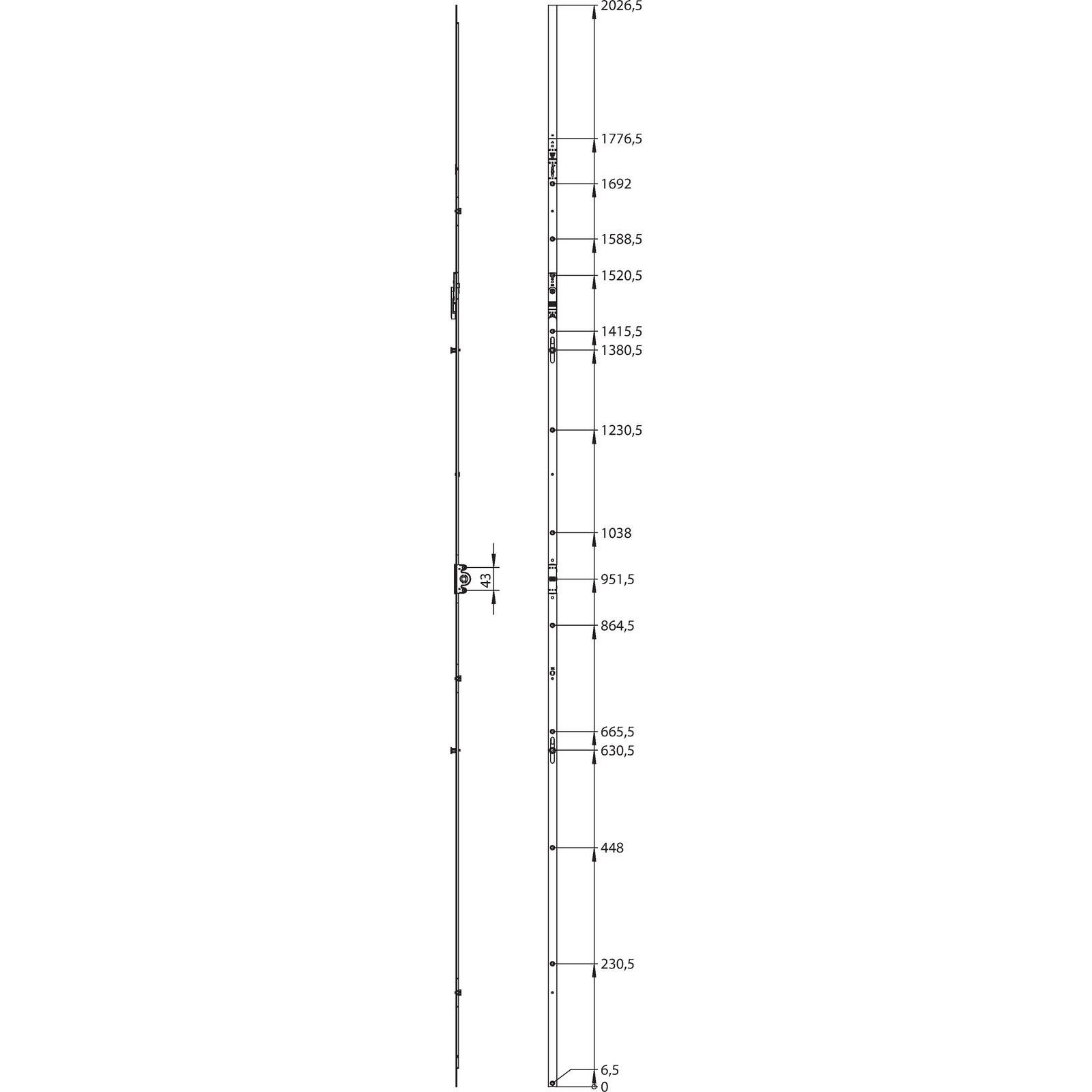 Winkhaus Getriebeschiene GAK.2225-2.TFE