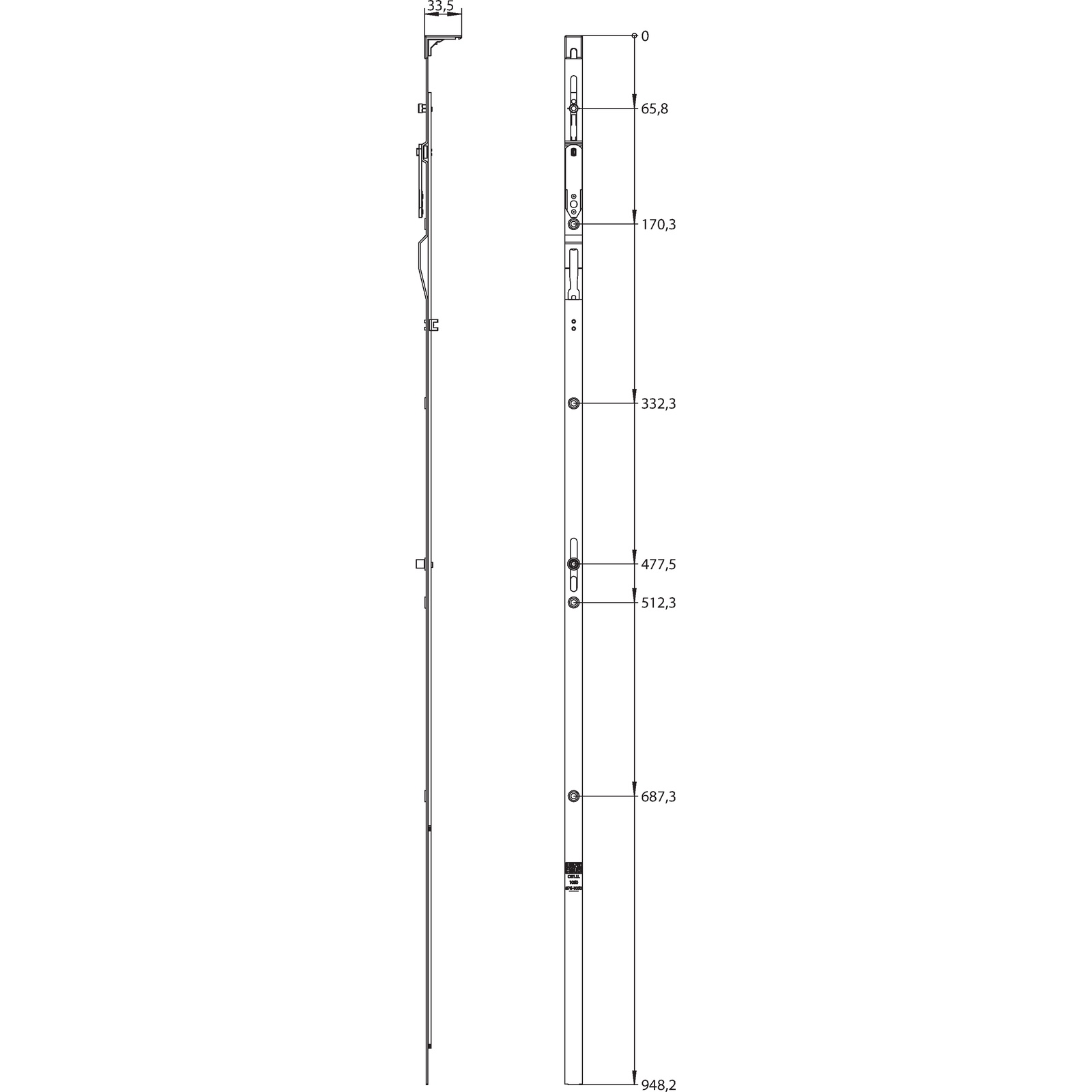 Winkhaus Oberschiene OS1.U.1050-1.KT