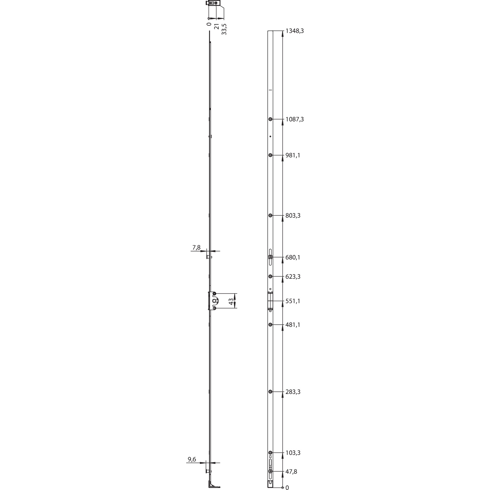 Winkhaus Getriebeschiene GK.U.1450-1.ZN.PKM