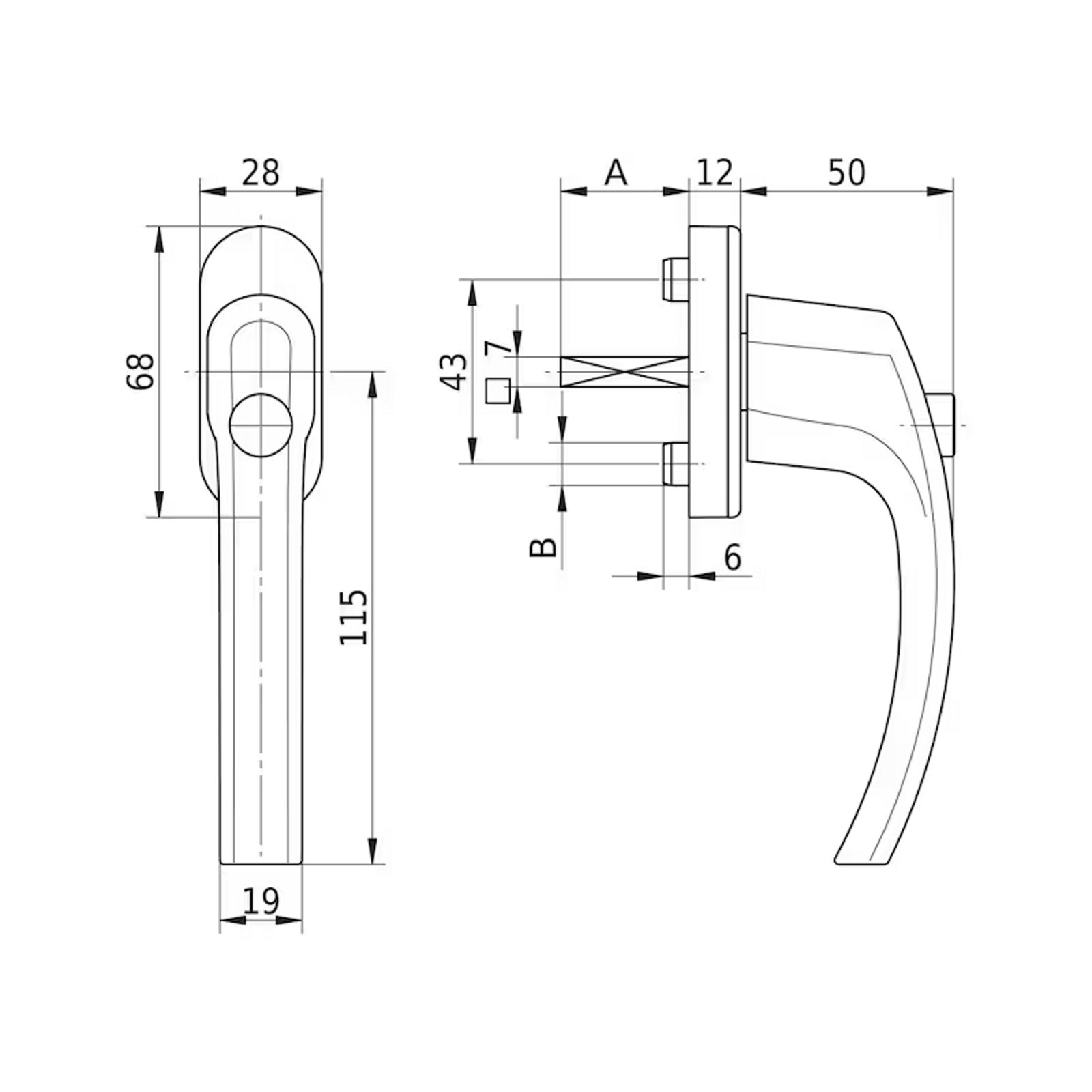 Würth Fenstergriff AL 420, RAL 9016 Verkehrsweiß, mit Sperrknopf