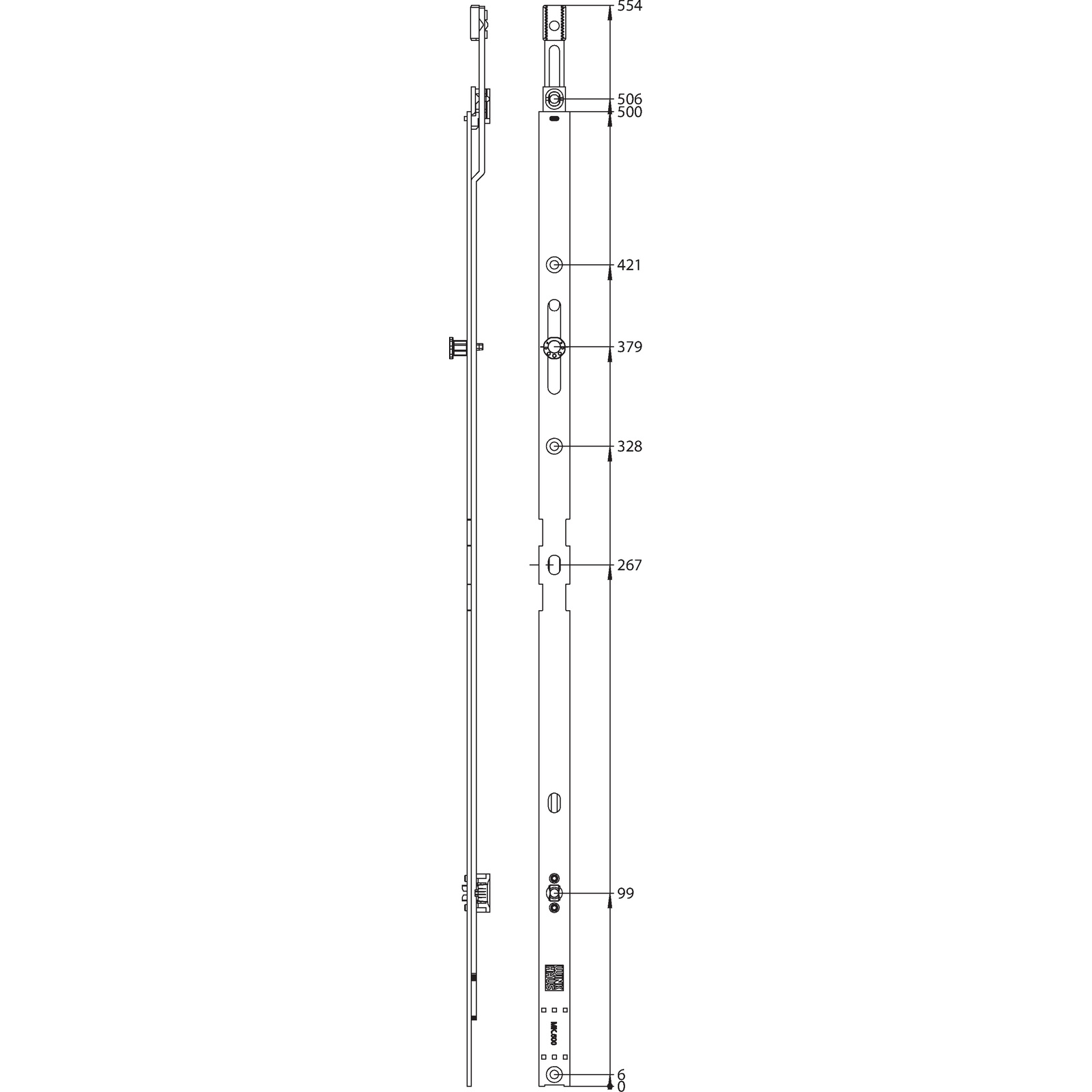 Winkhaus Mittenverriegelung MK.500-1, 1 Zapfen