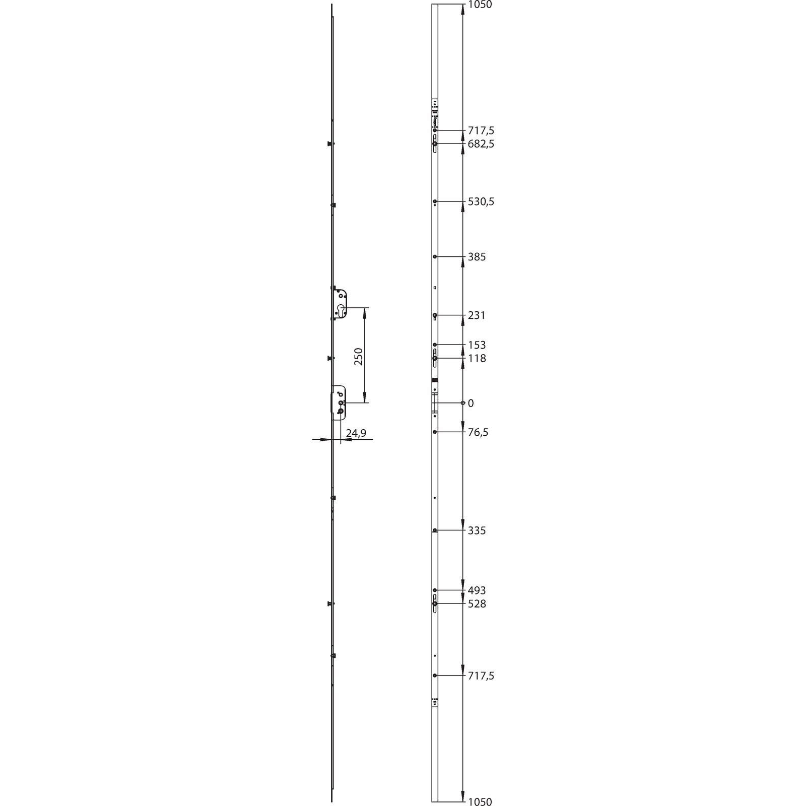 Winkhaus Getriebeschiene GAMA.PP.2300-3.D25