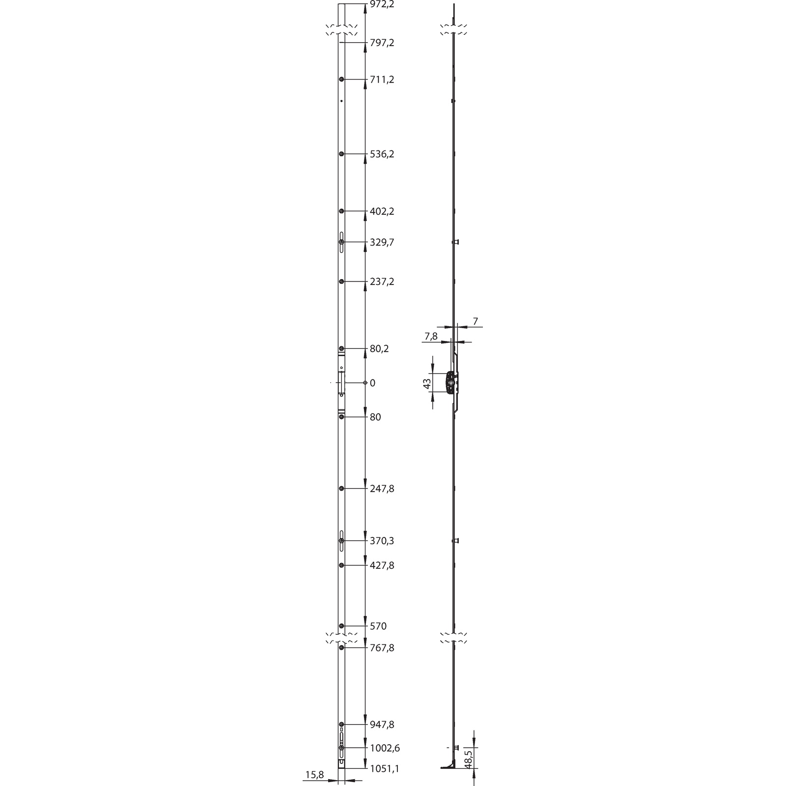Winkhaus Getriebeschiene GK.U.2125-2.D8,5.PKM