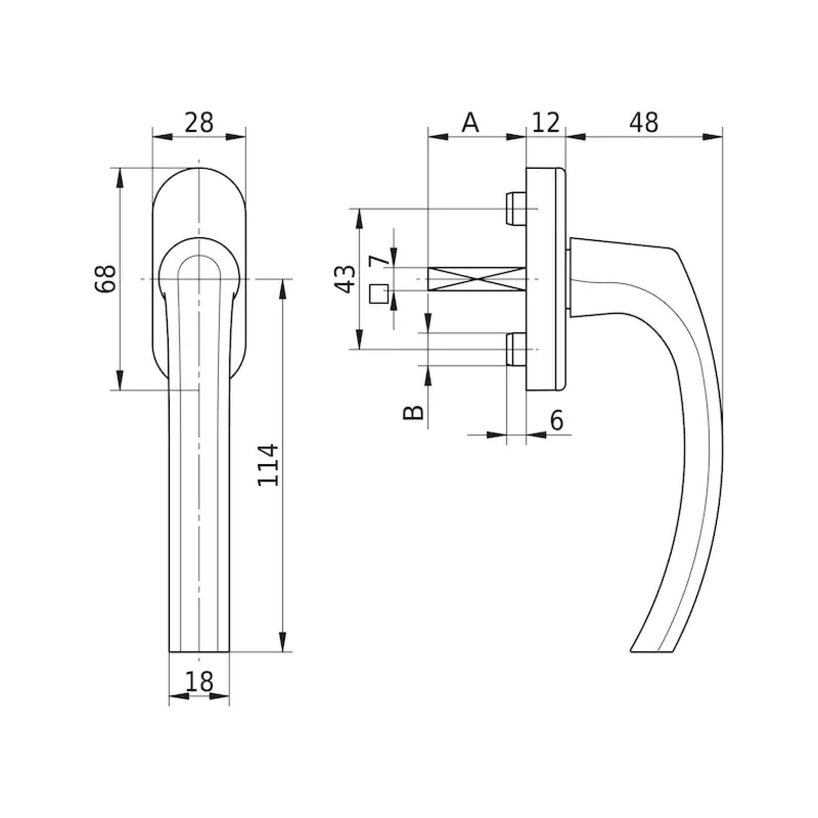 Würth Fenstergriff AL 420, Silber F1 eloxiert