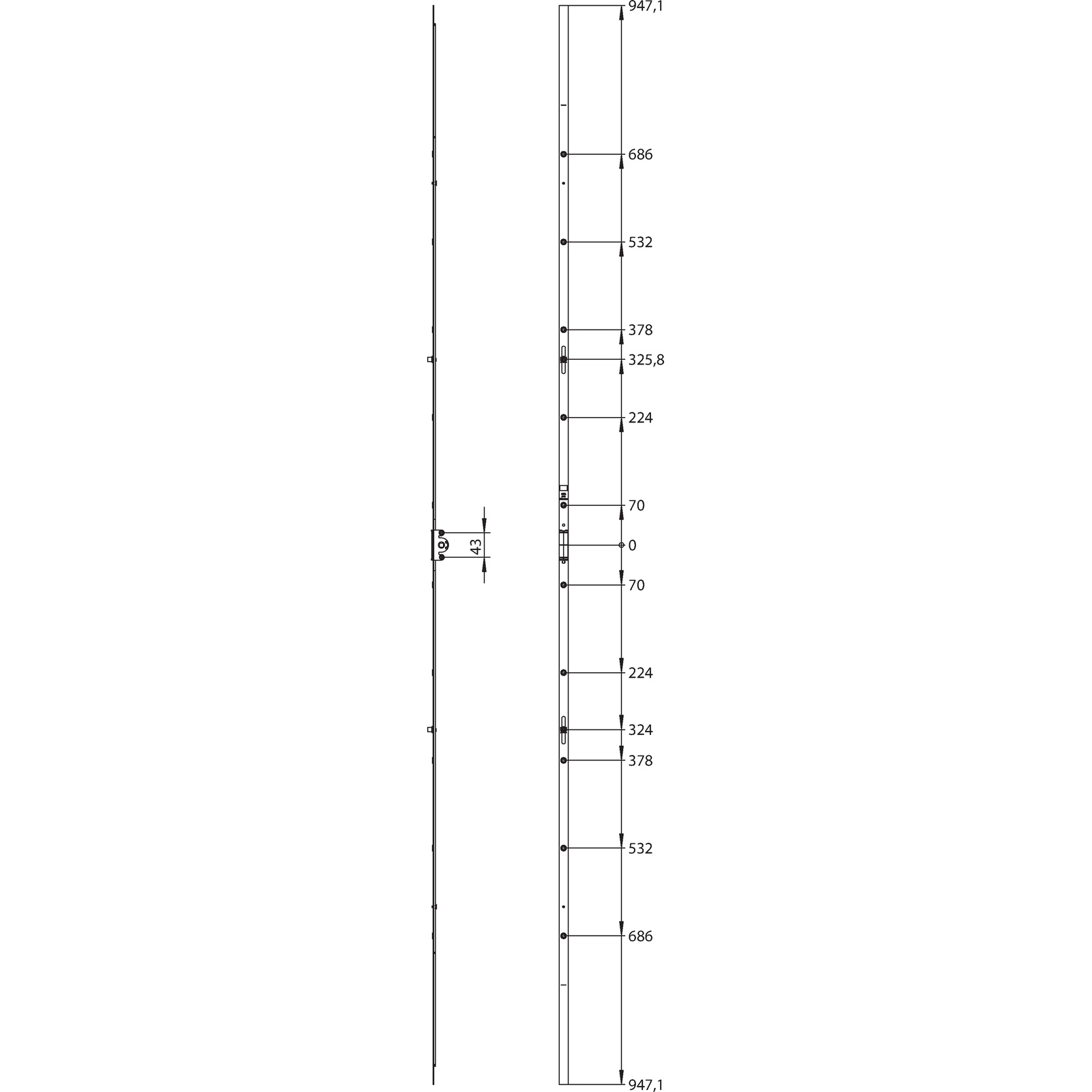 Winkhaus Getriebeschiene GM.U.2100-2.ZN.KT