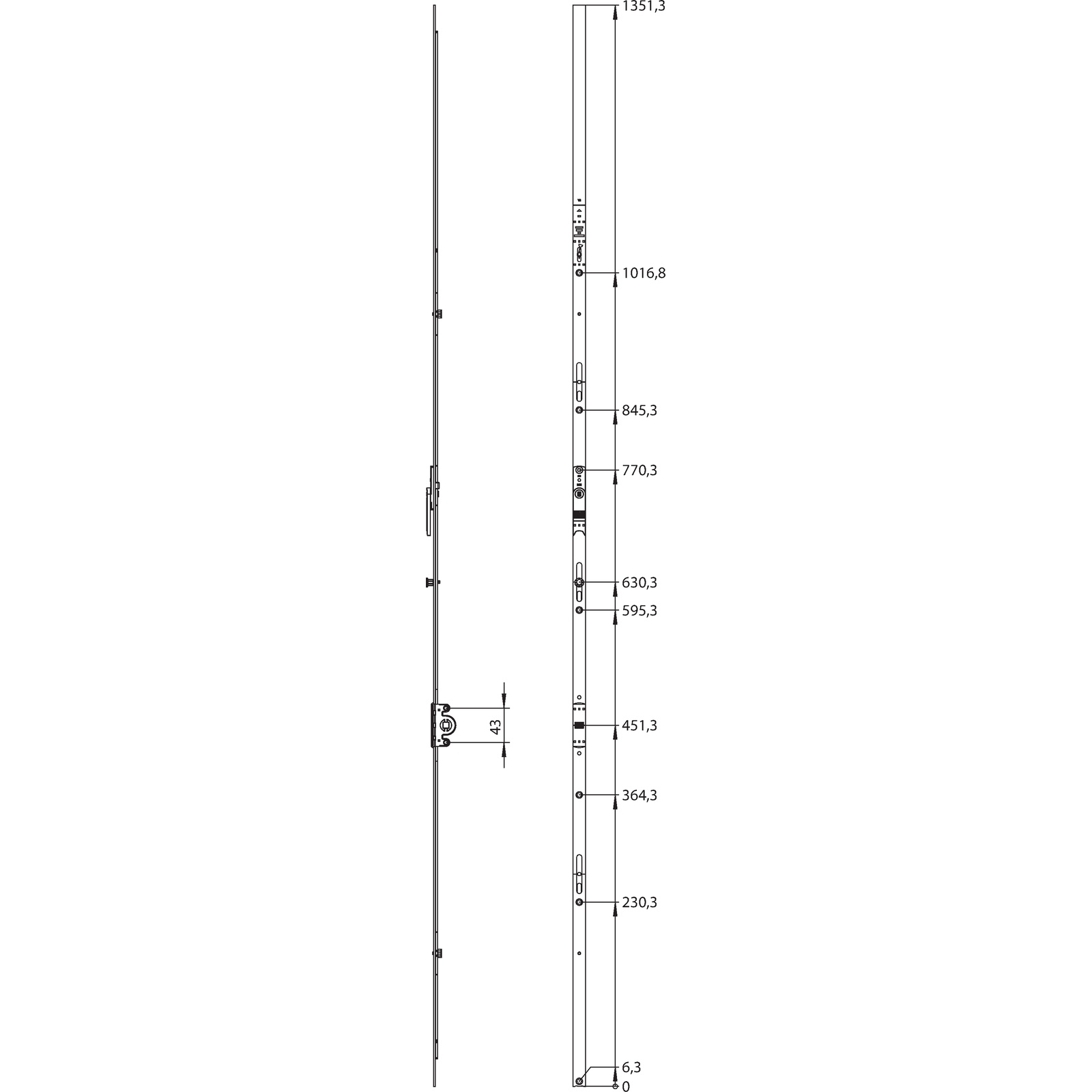 Winkhaus Getriebeschiene GAK.1550-1.DFE