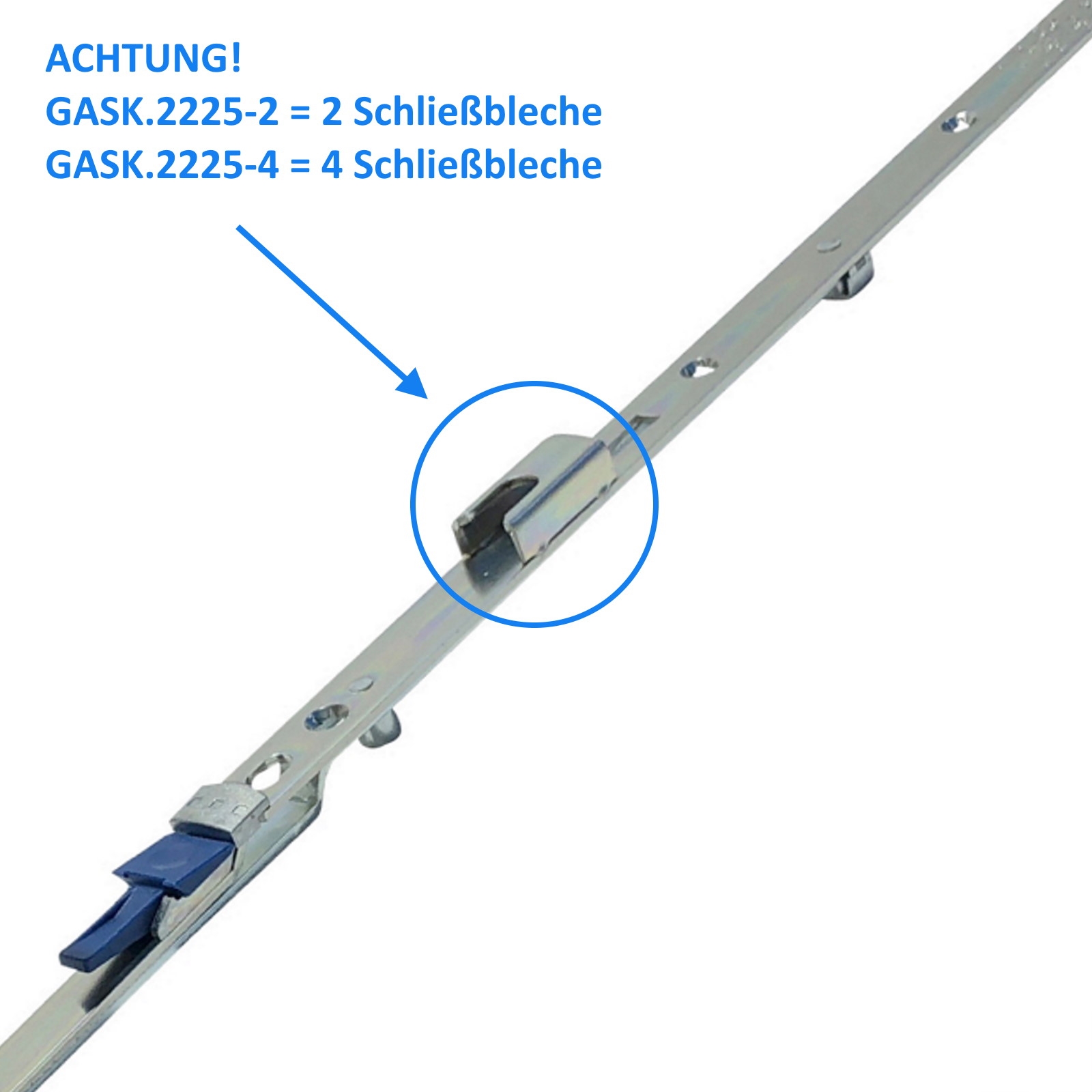 Winkhaus Stulpflügelgetriebe GASK.2225-2, 2 Schließbleche