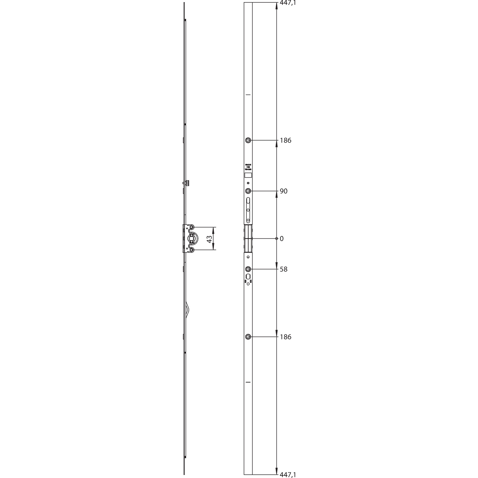 Winkhaus Getriebeschiene GM.U.N.1100-0