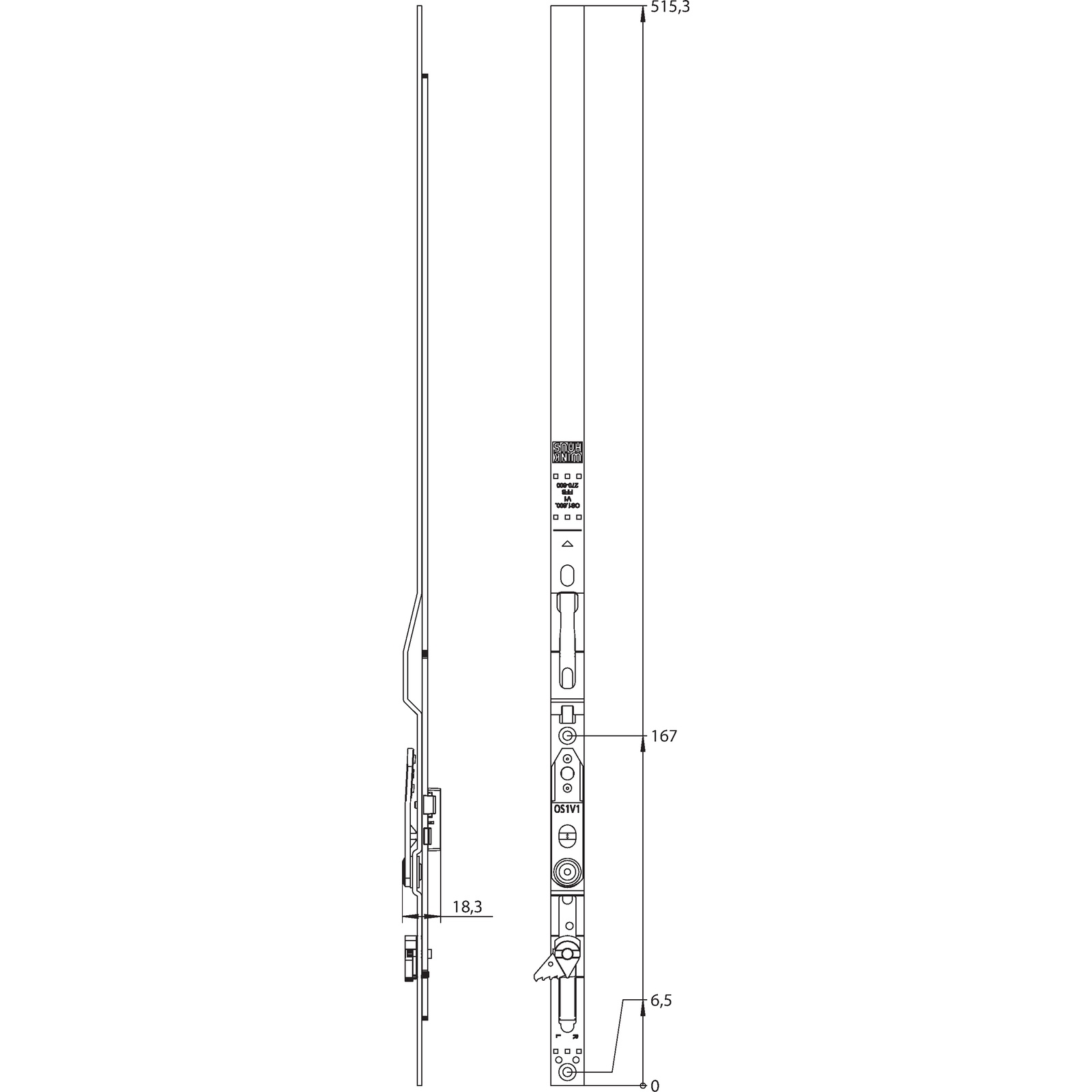 Winkhaus Oberschiene OS1.600.MSL-F.LS