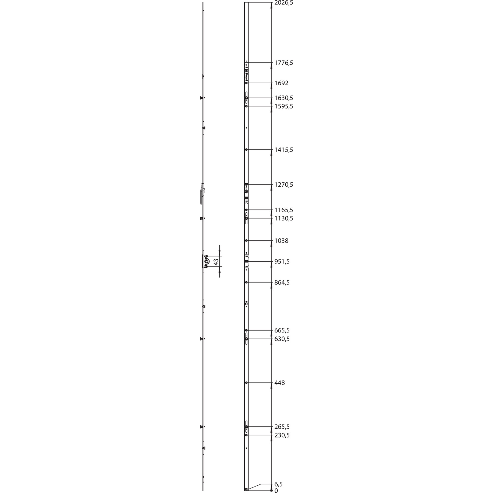 Winkhaus Getriebeschiene GAK.2225-4.DFE