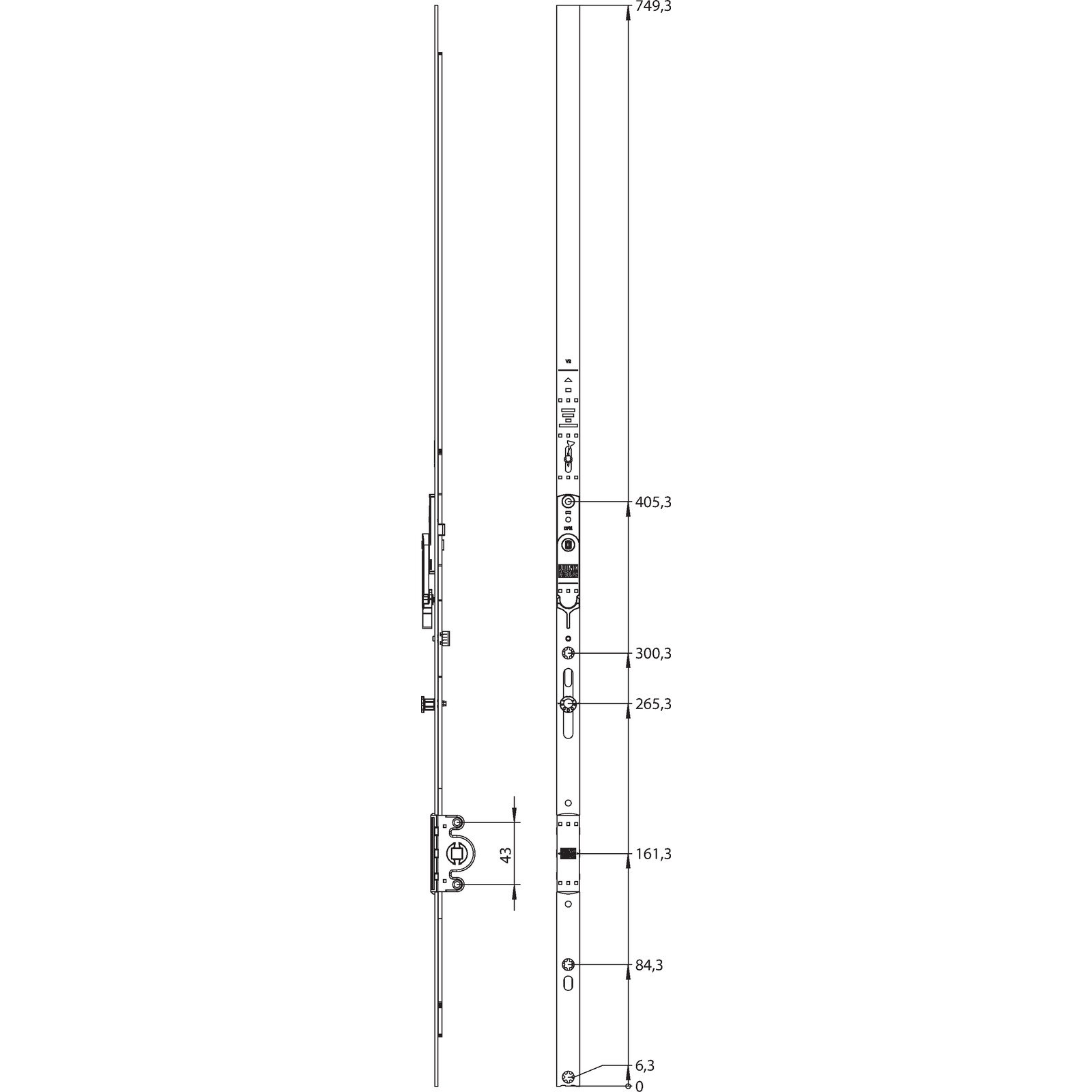 Winkhaus Getriebeschiene GAK.945-1.DFE-P KT