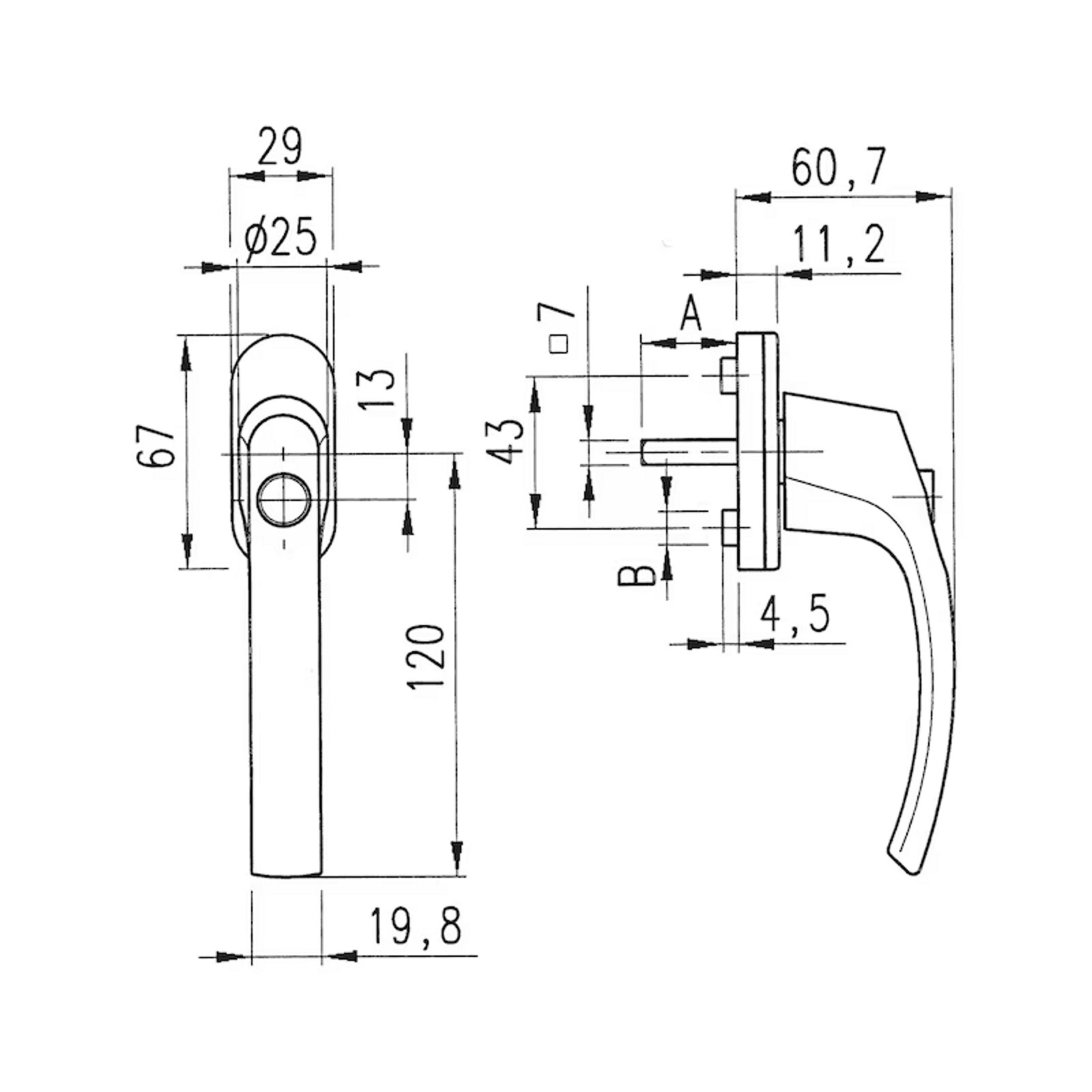 Würth Fenstergriff ZD 403, RAL 9016 Verkehrsweiß, mit Sperrknopf