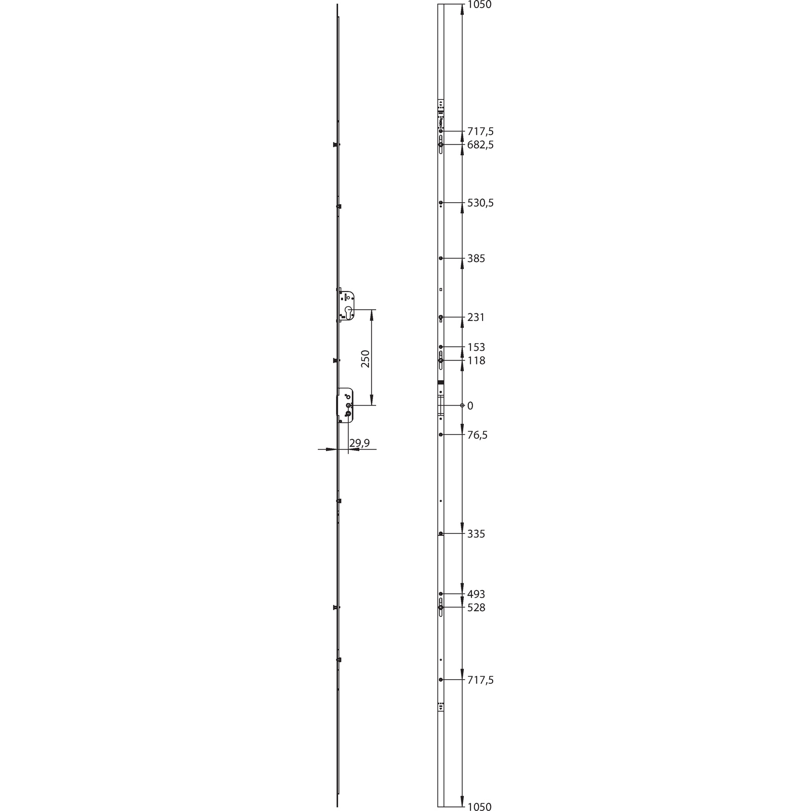 Winkhaus Getriebeschiene GAMA.PP.2300-3.D30