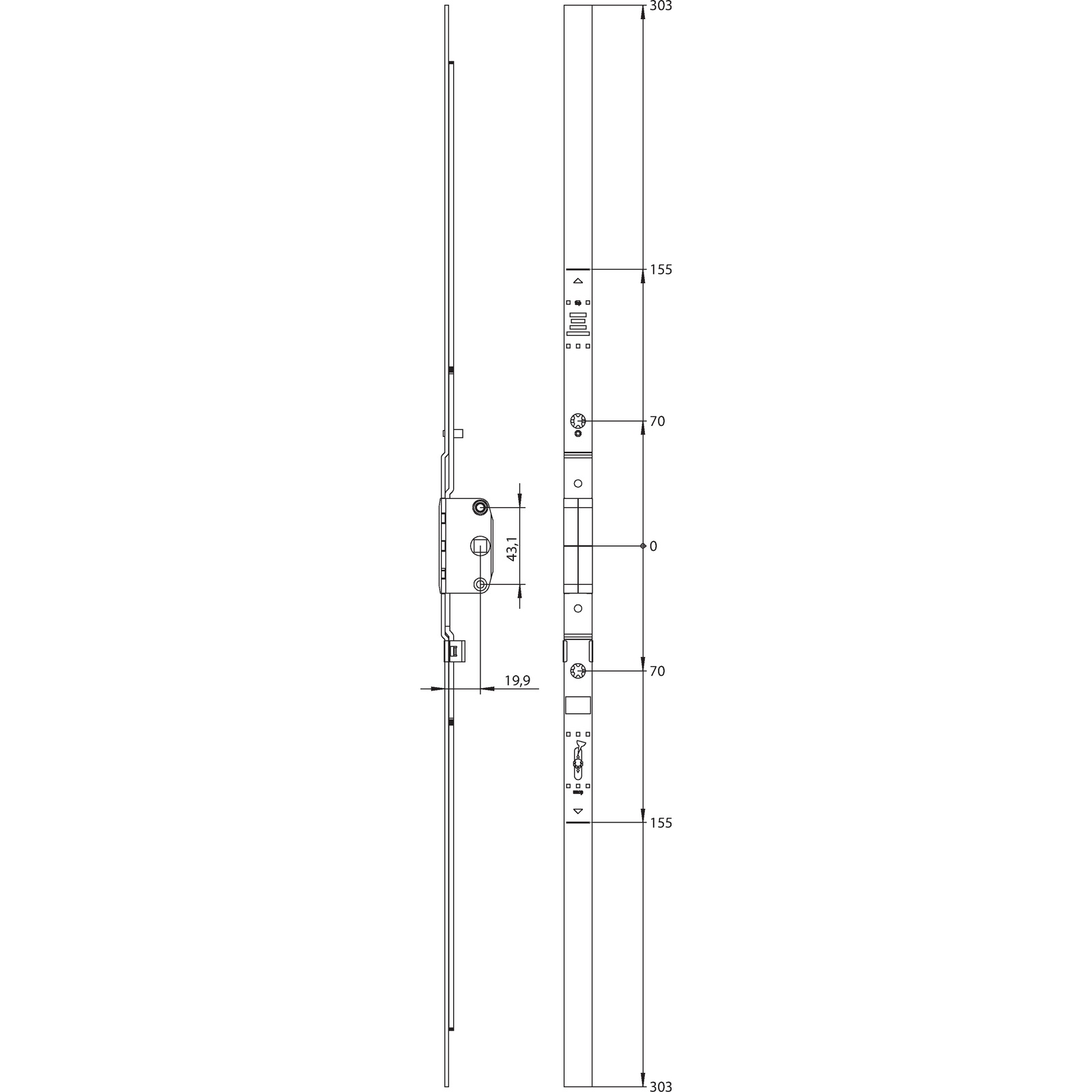 Winkhaus Getriebeschiene GAM-UK.-800.D20