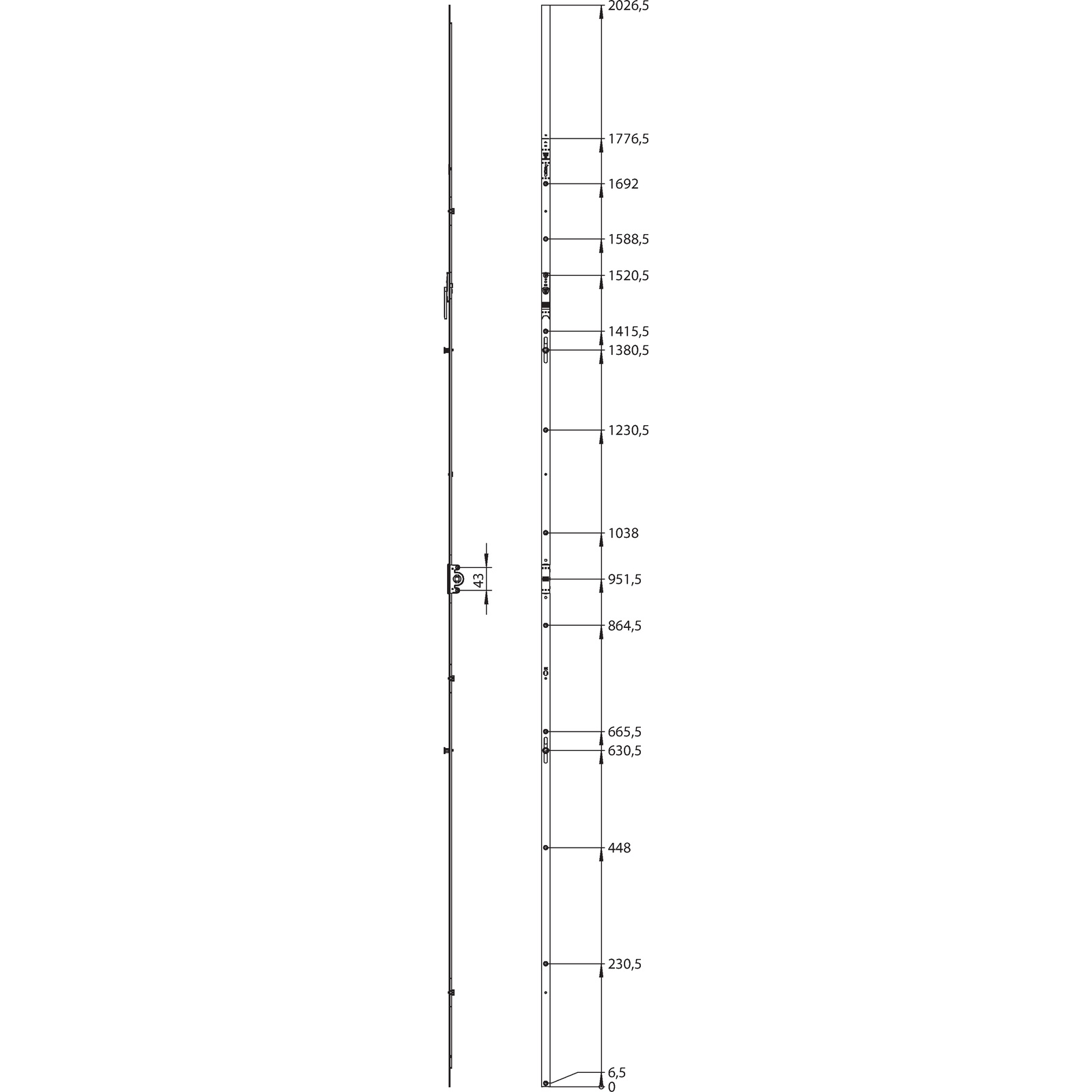 Winkhaus Getriebeschiene GAK.2225-2.DFE