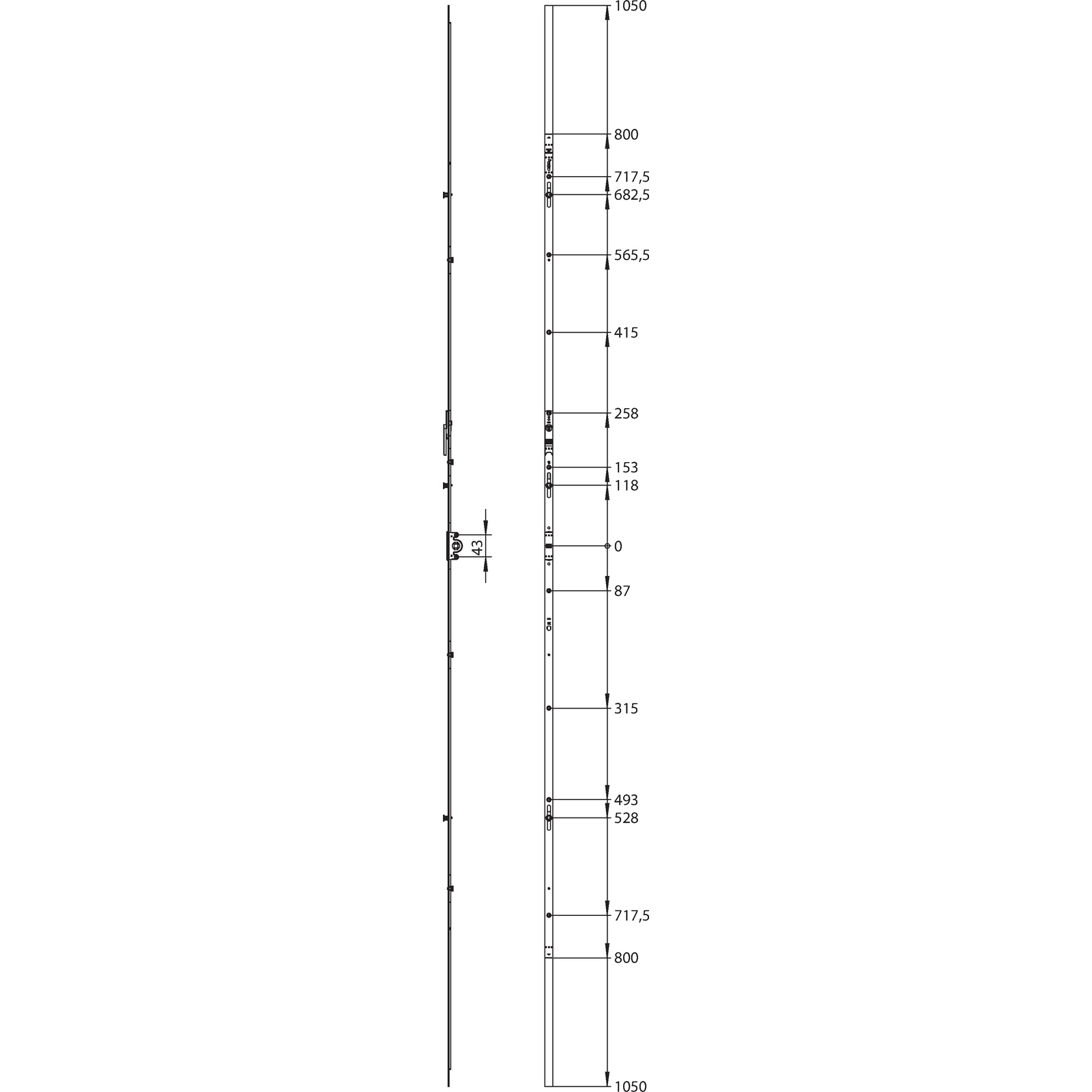 Winkhaus Getriebeschiene GAM.2300-3.DFE