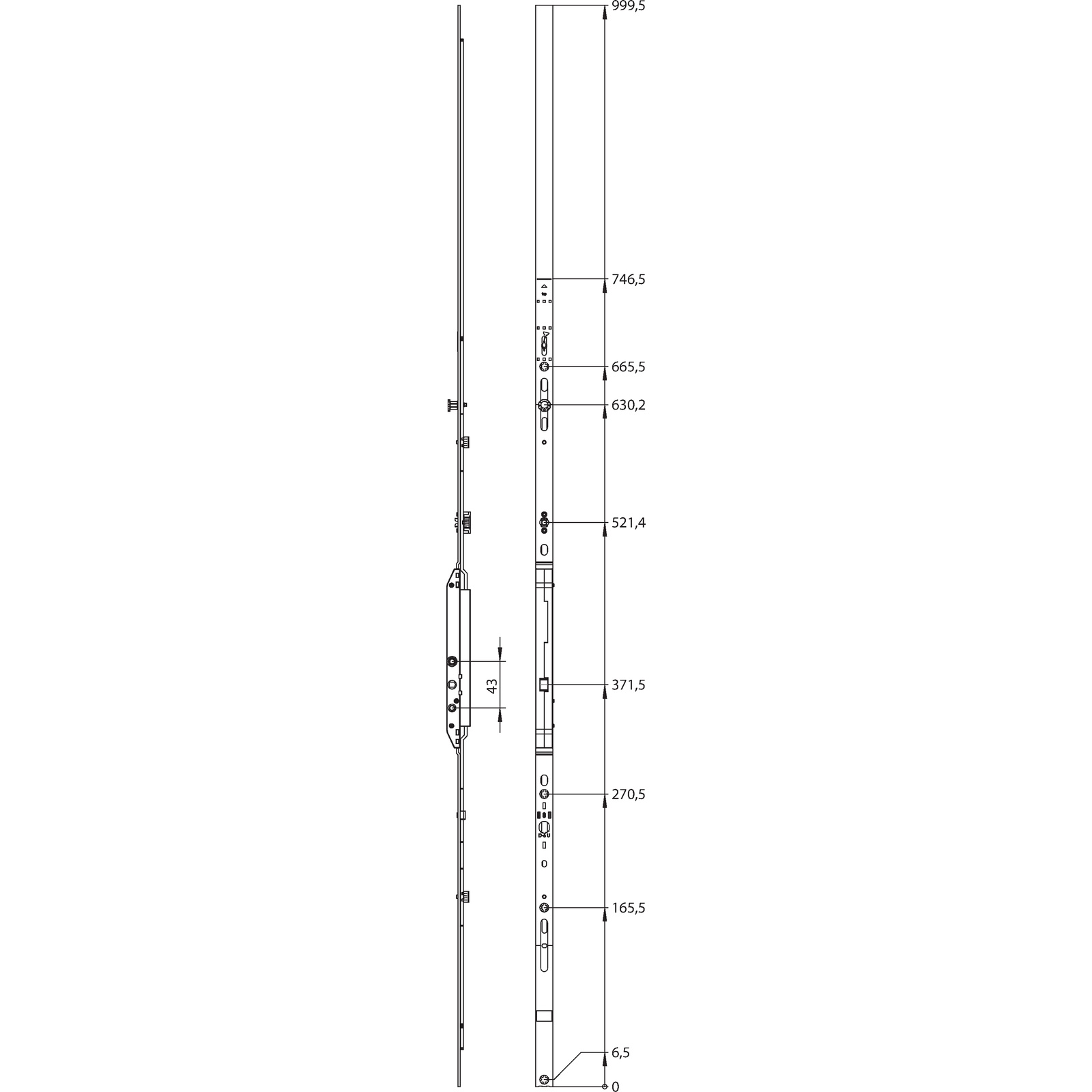 Winkhaus Getriebeschiene GAK.1195-1.D-6.LK.GR