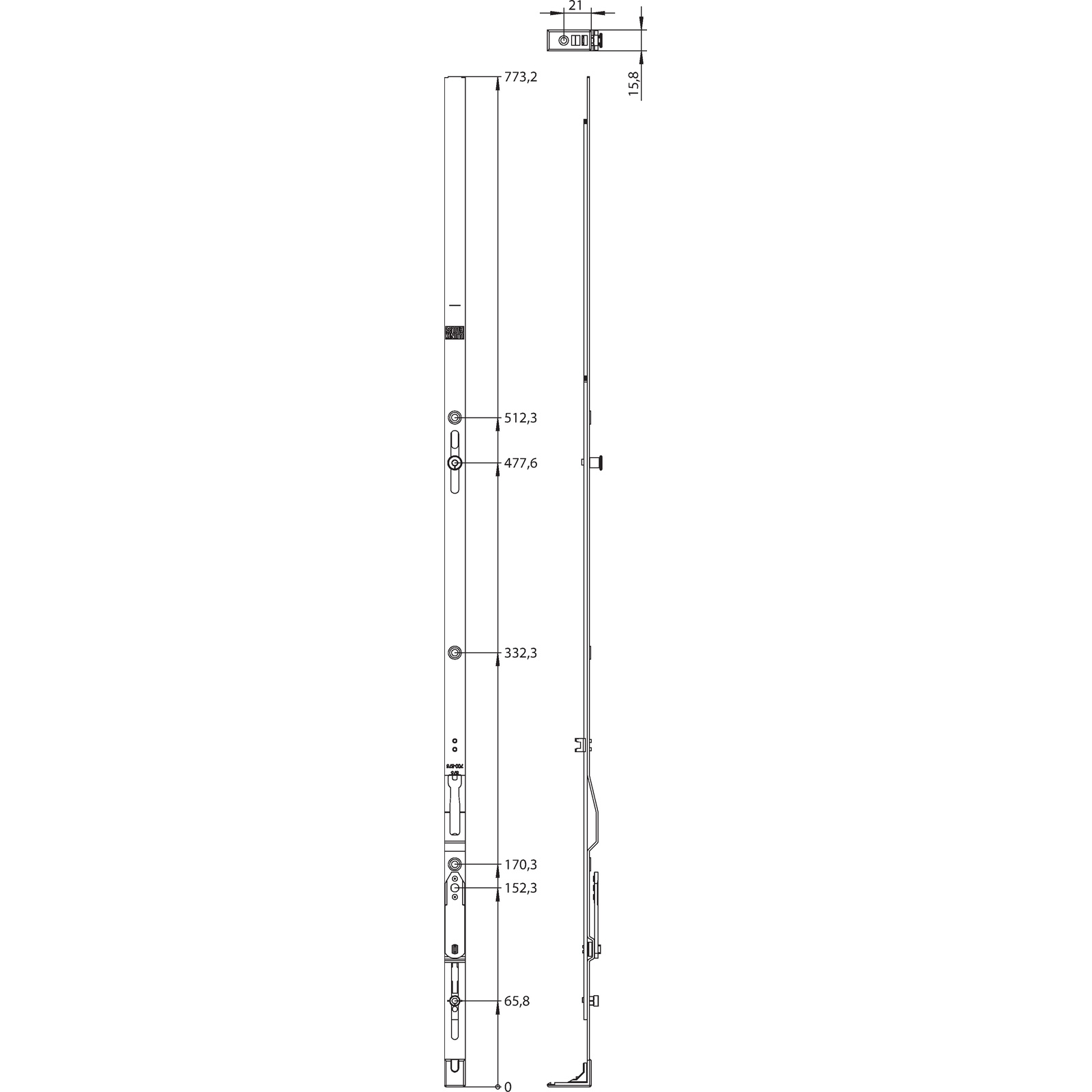 Winkhaus Oberschiene OS1.U.875-1.PKM