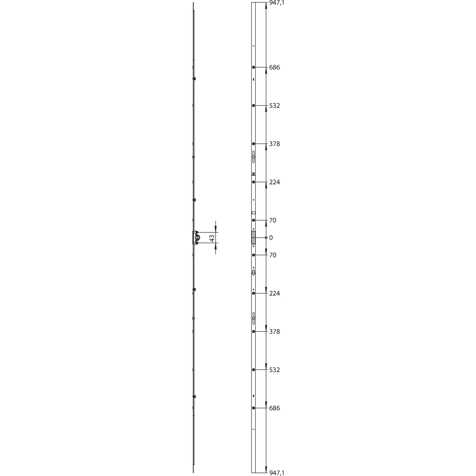 Winkhaus Getriebeschiene GM.U.N.2100-0