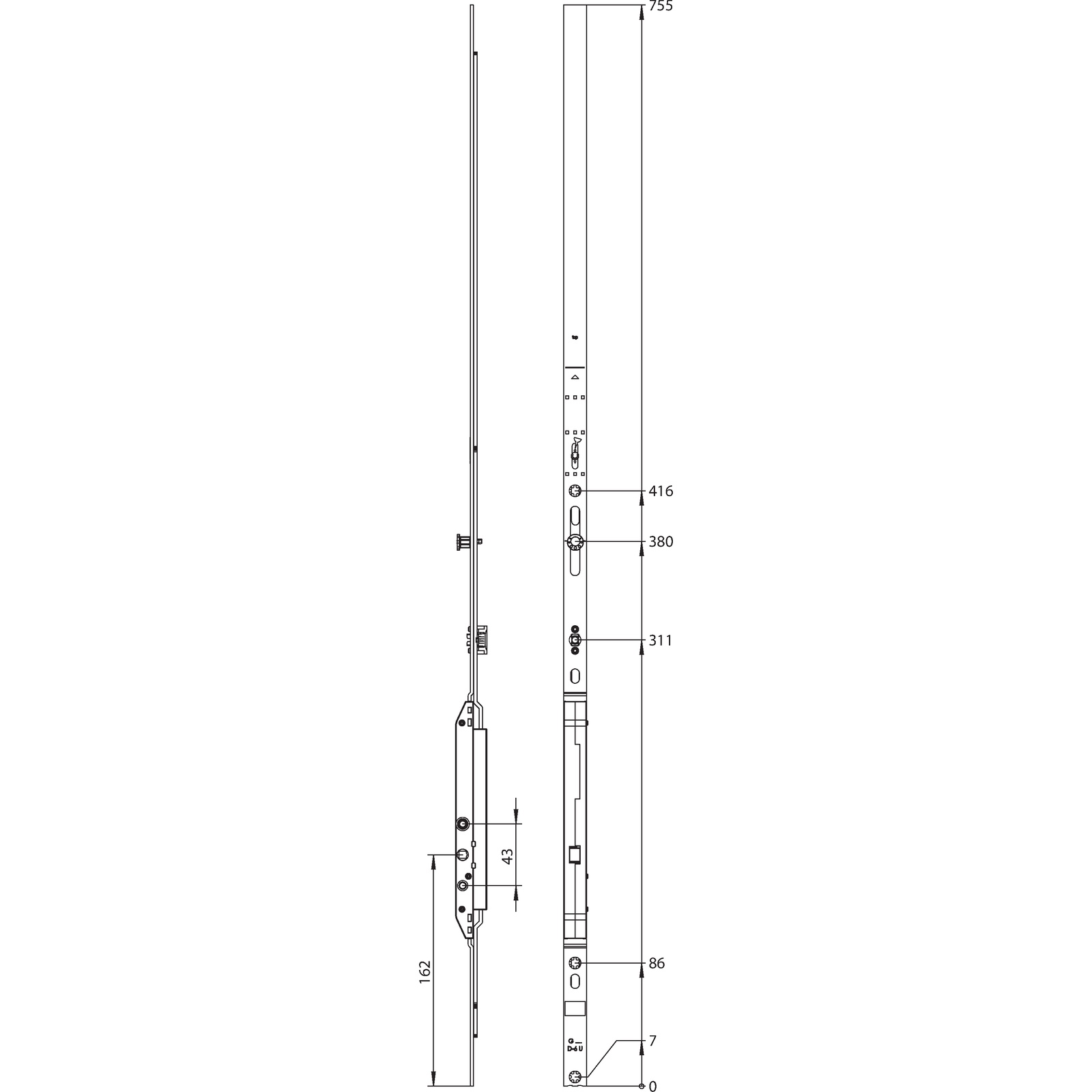 Winkhaus Getriebeschiene GAK.950-1.D-6