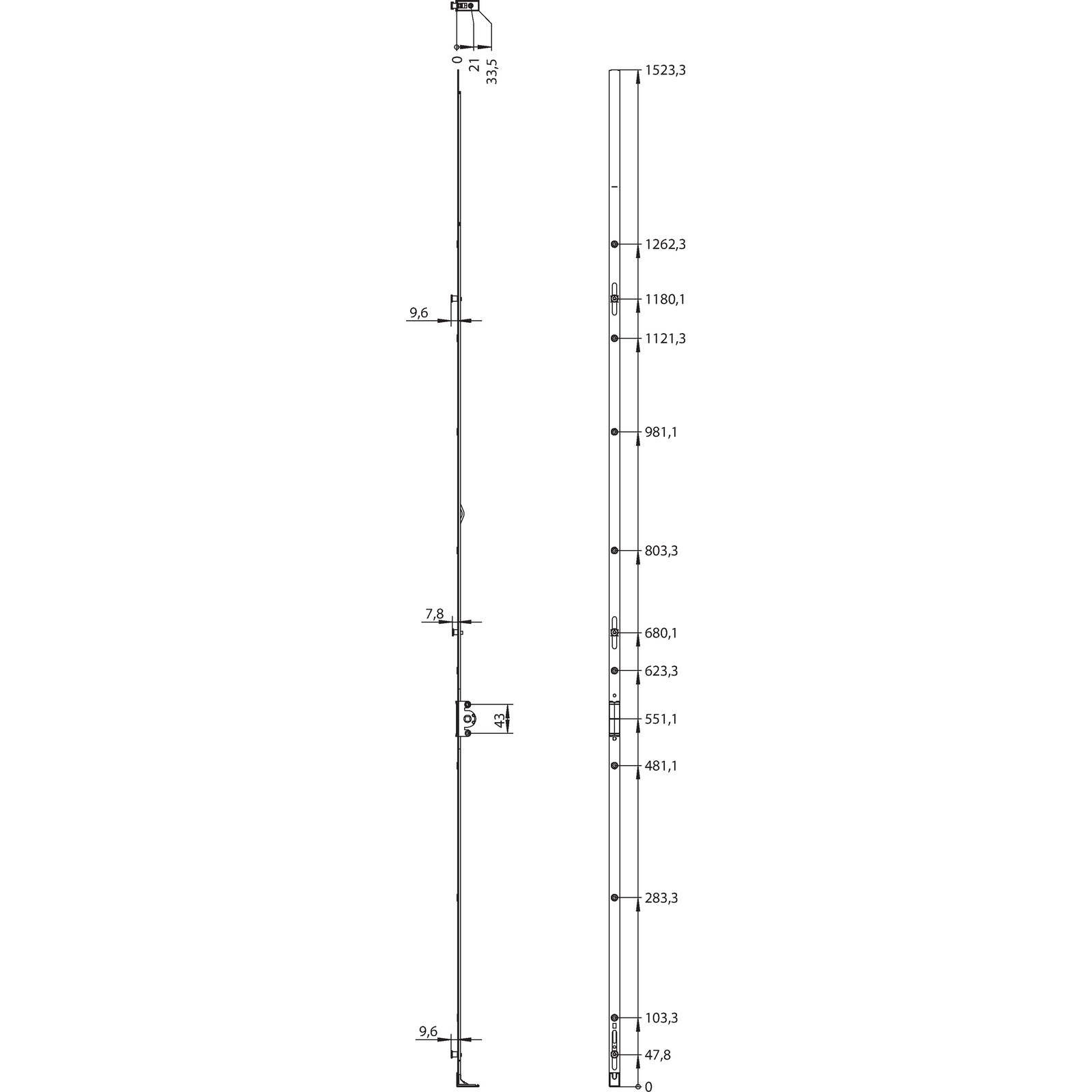 Winkhaus Getriebeschiene GK.U.1625-2.ZN.PKM